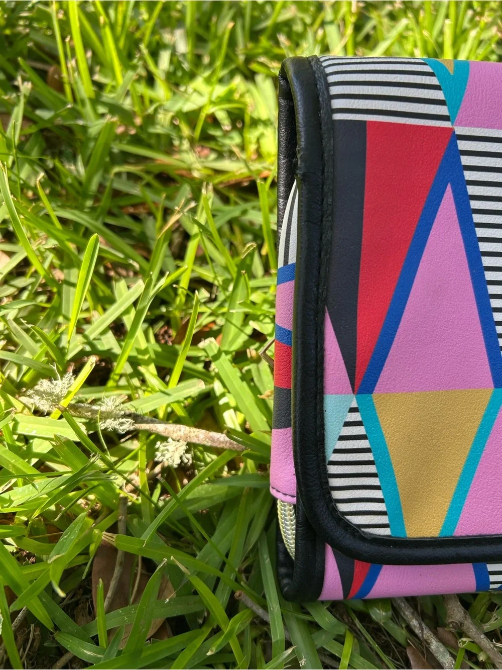 Colorful Geometric Fold-Over Hang Up Makeup Bag
